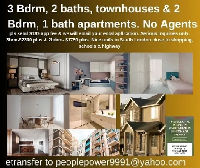 3 br Townhomes & 2br Apartment