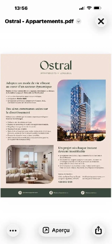 condo studio à louer