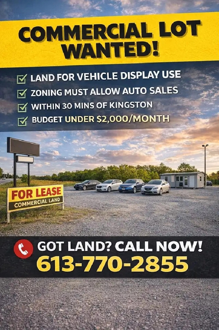 Commercial Lot or Office Space Wanted – Vehicle Display
