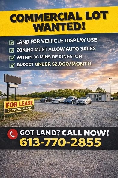 Commercial Lot or Office Space Wanted – Vehicle Display