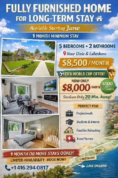 Limited Time Offer! 5 Bedroom Furnished Home | Only $8,000 This