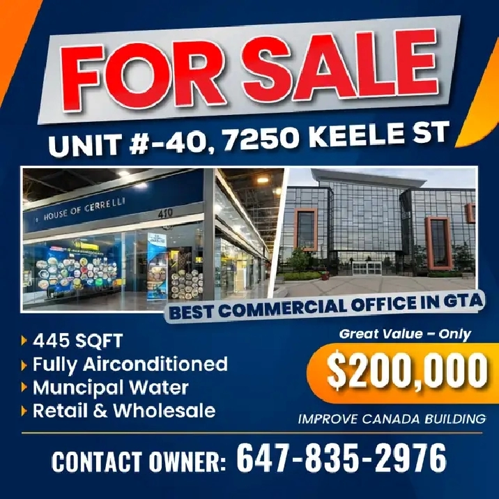 Commercial Unit for Sale in GTA – (Improve Canada Building)