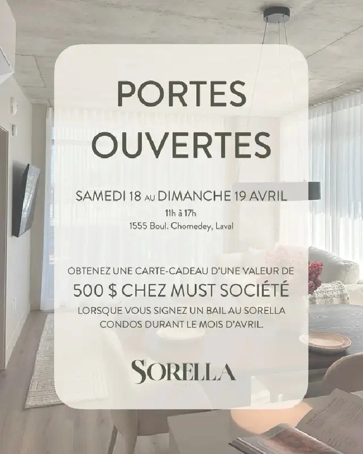 Sorella - Condo neuf et raffiné à louer 55  Laval