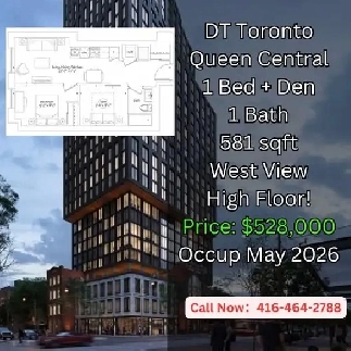 1 1 Bed Downtown Eaton Centre! High Floor West View only 528k!