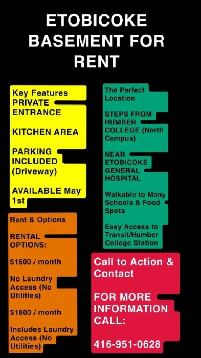 1 Bed 1 Bath - Basement Apartment