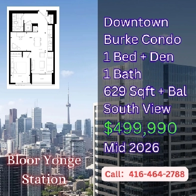 Steps to Yorkville Luxury! Only $499k 1 1 bed BURKE CONDO!
