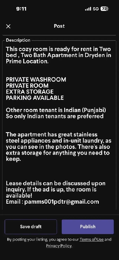 Room available for rent