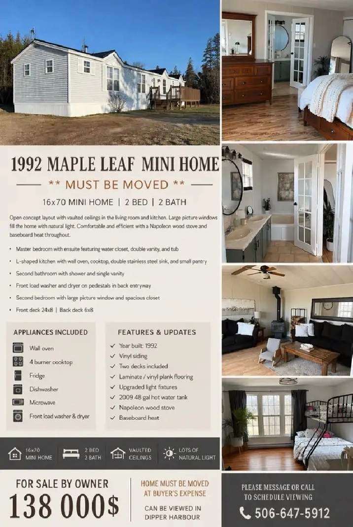 1992 Mini Home 16x70 must be moved