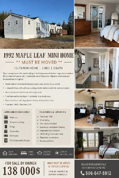 1992 Mini Home 16x70 must be moved