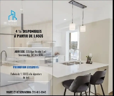 MAGNIFIQUES 4½ | CONSTRUCTION NEUVE| INTERNET ET EAU CHAUDE