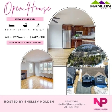 OPEN HOUSE! 5 Tralee St, St. John's, NL. 2-4pm Sunday, April 26