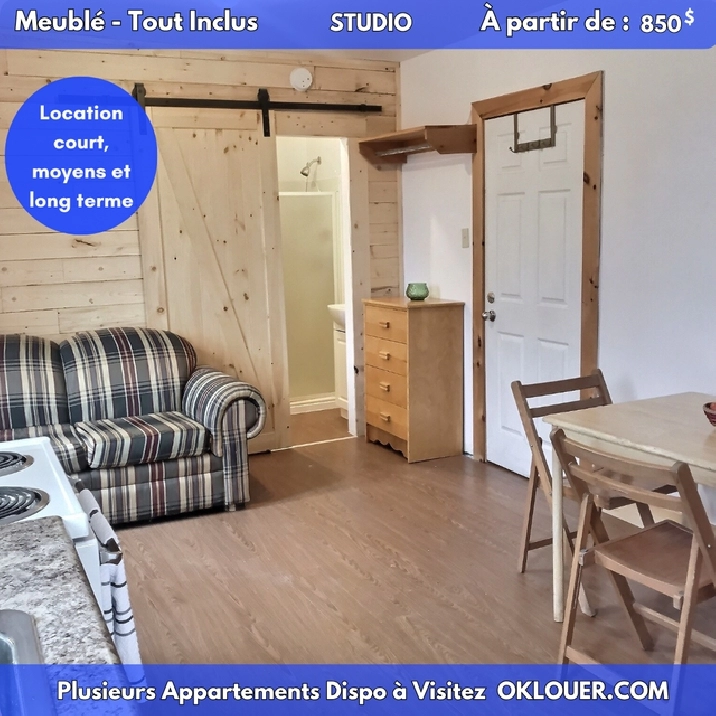 Studio tout inclus – Meublé – Disponible à Limoilou