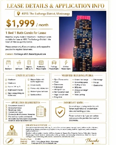 1 bedroom 1 Bath Mississauga