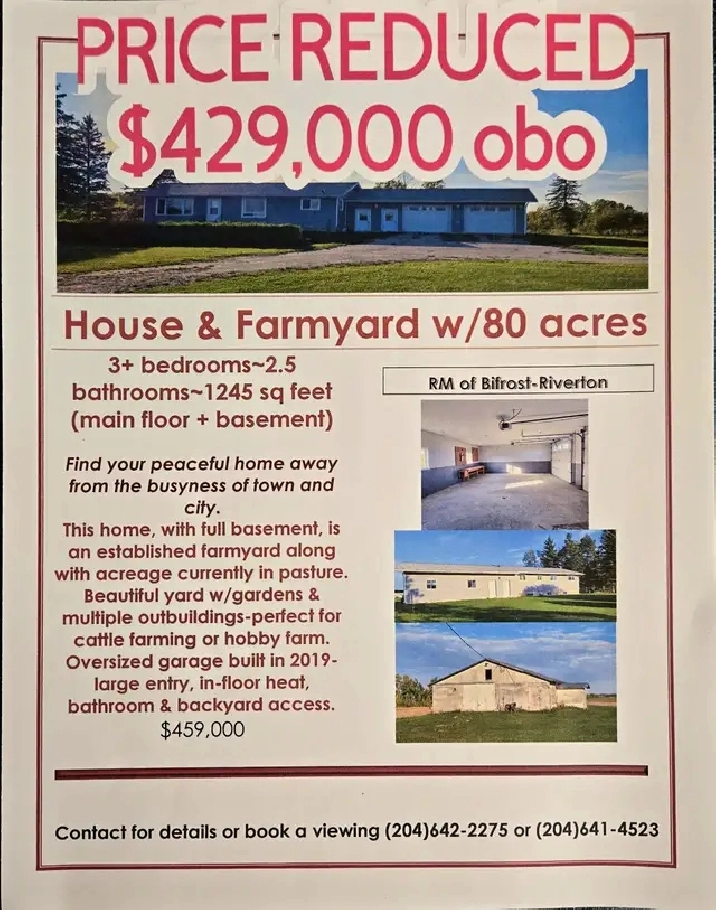 3 BR Bungalow in a peaceful country setting w/ 80 acres land