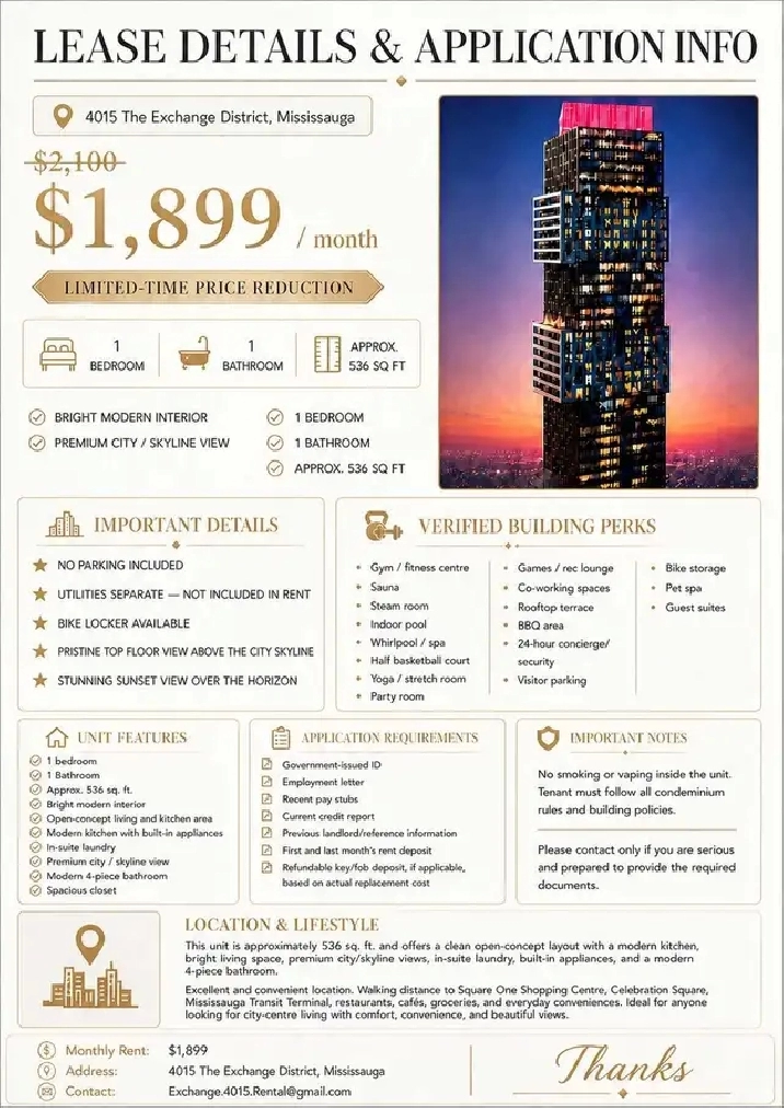 1 Bedroom Condo Apartment Mississauga