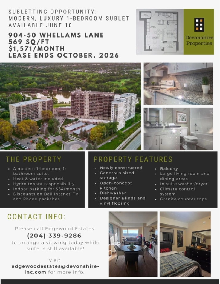 Apartment for Sublet June. 10, 2026
