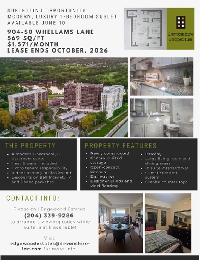 Apartment for Sublet June. 10, 2026