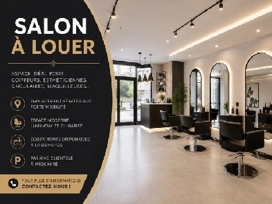 Salon de coiffeur a louer avec équipements