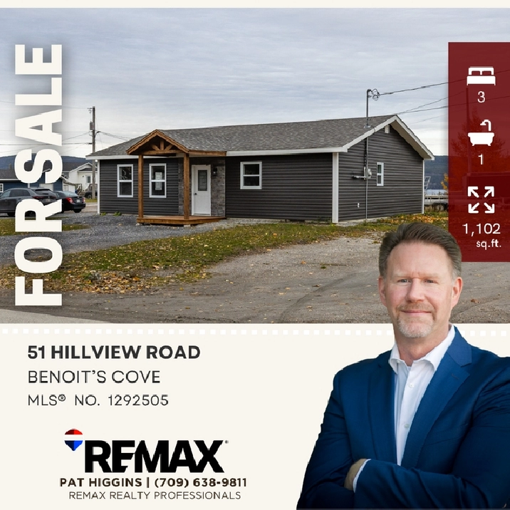 For Sale! 51 Hillview Road | Benoit's Cove