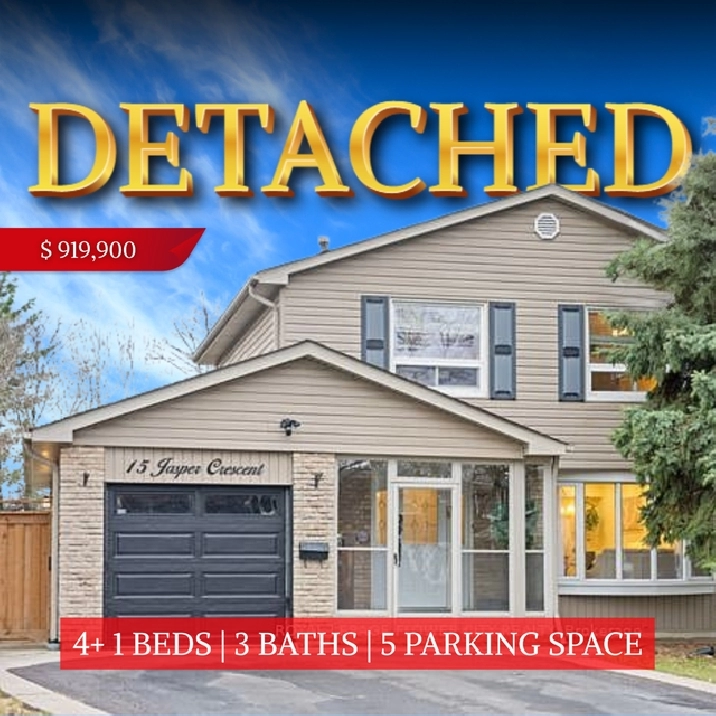 4 1 Beds 3 Baths Detached House in Brampton!