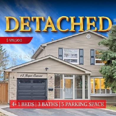 4 1 Beds 3 Baths Detached House in Brampton!