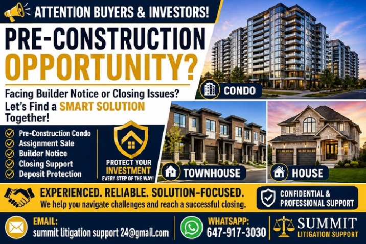 Stuck in a Pre-Construction Condo, Townhome, or New Home Deal?