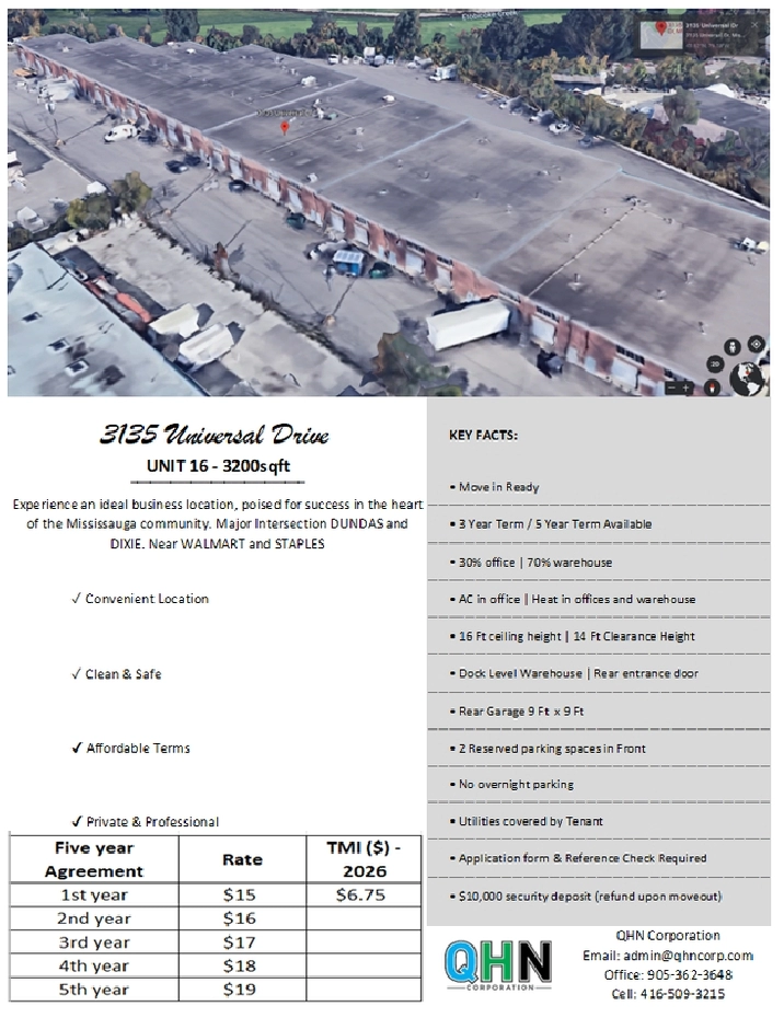 Unit 5/8/16 - Warehouse   Office for Rent Mississauga