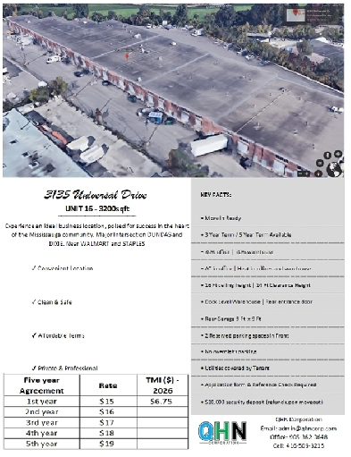 Unit 5/8/16 - Warehouse   Office for Rent Mississauga