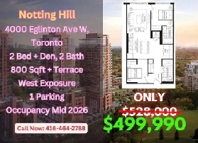 UNDER $500K | Notting Hill Condo Assignment | 2 Bed   Den