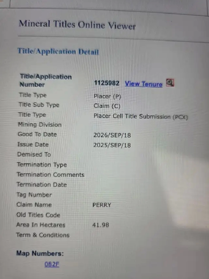 PERRY CREEKPLACER GOLD CLAIM FOR SALE