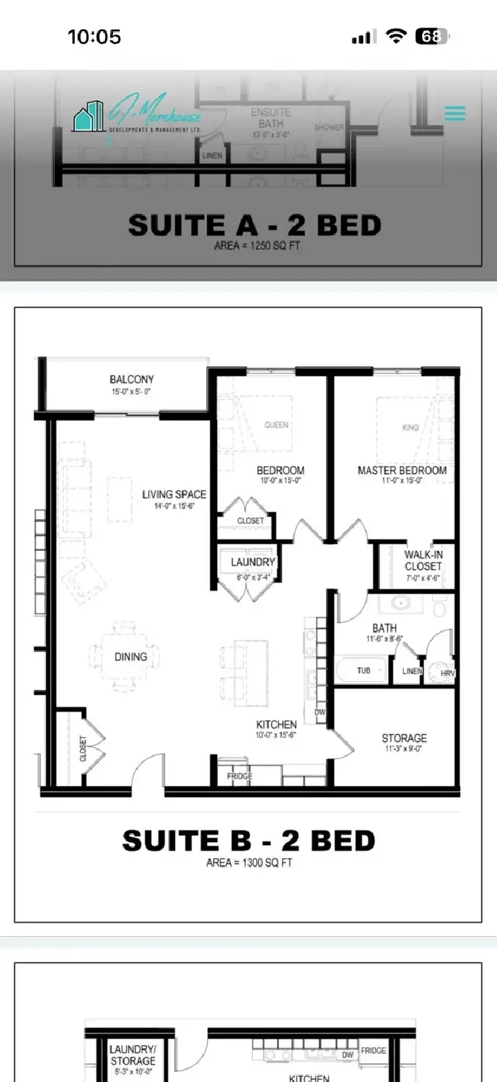 large spacious 2 bedroom apartment