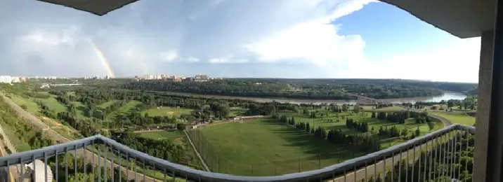 Jasper Ave, 1 Bedroom Condo For Rent, 16 Floor River Valley View