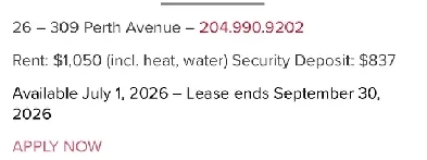 Sublet 1 bedroom apartment - Available July 1, 2026