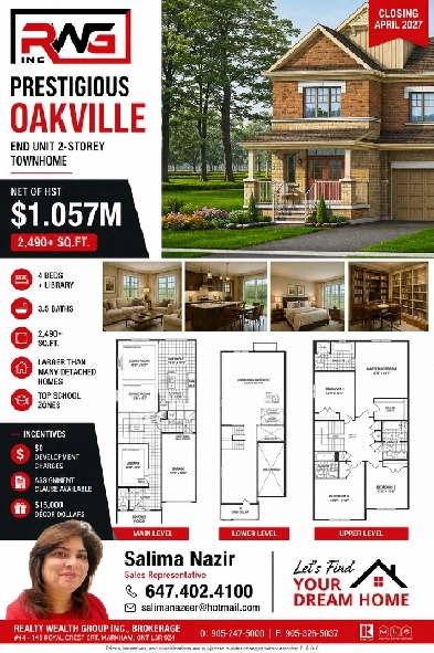 PRECON CORNER TOWN HOUSE 2500 SQFT CLOSING 2027/