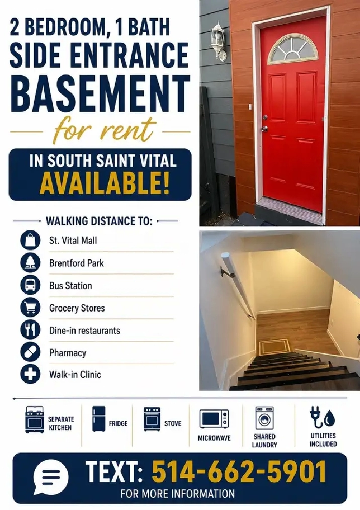2 Bedroom 1 Bath Basement for Rent