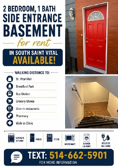 2 Bedroom 1 Bath Basement for Rent