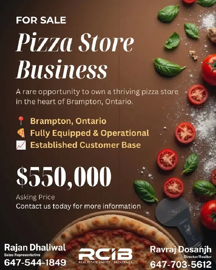 PIZZA STORE FOR SALE IN BRAMPTON ! BUSY LOCATION !