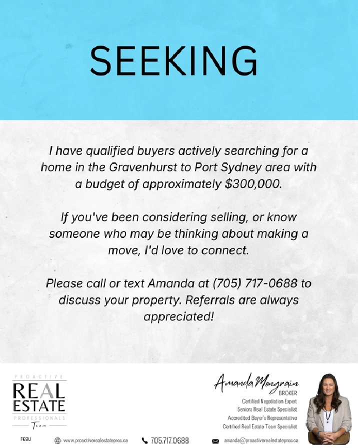 SEEKING HOME FOR SALE