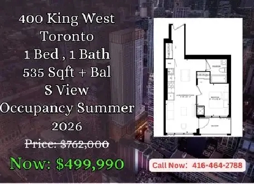 Huge Price Drop! 400 King West 1 Bed Assignment Under $500K