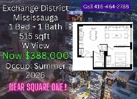 Exchange Mississauga 1 Bed | Near Square One | Only 388K