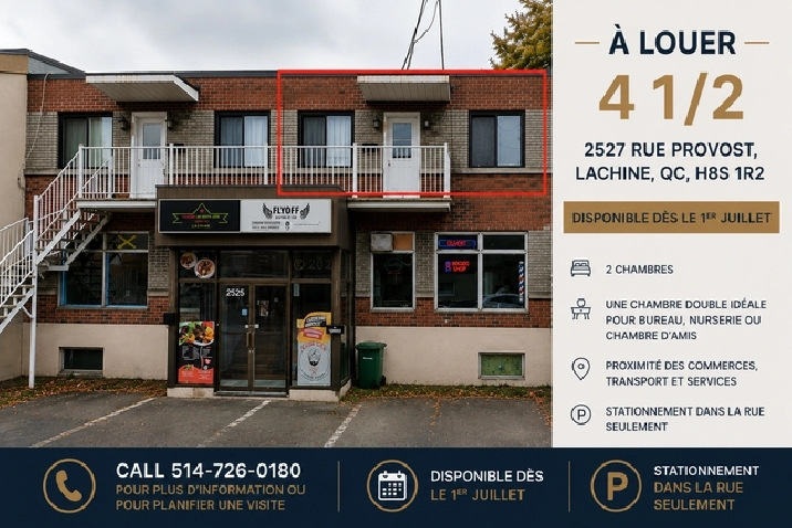 Grand 4 1/2 à louer à Lachine – Disponible dès le 1er juillet
