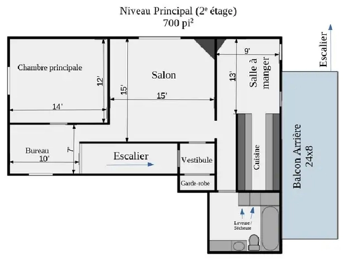 Blainville a Louer Très Grand 4-1/2   bureau  Style Condo