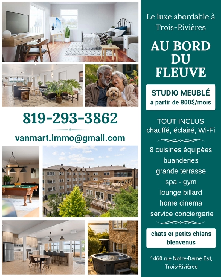 Studios meublés, tout inclus, Trois-Rivières