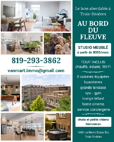 Studios meublés, tout inclus, Trois-Rivières