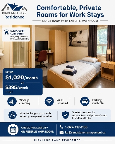 Large Furnished Room with Private Washroom | Contractors Welcome