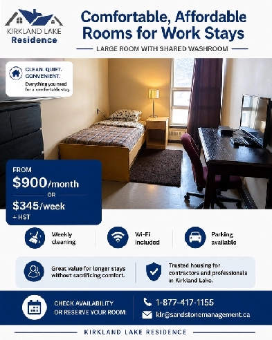 Large Furnished Room | Weekly & Monthly Rentals Available