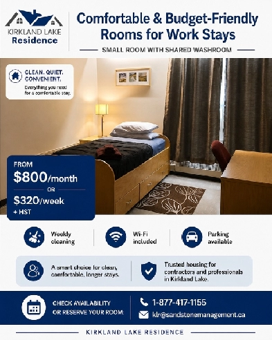 Affordable Furnished Room for Contractors | From $320/Week