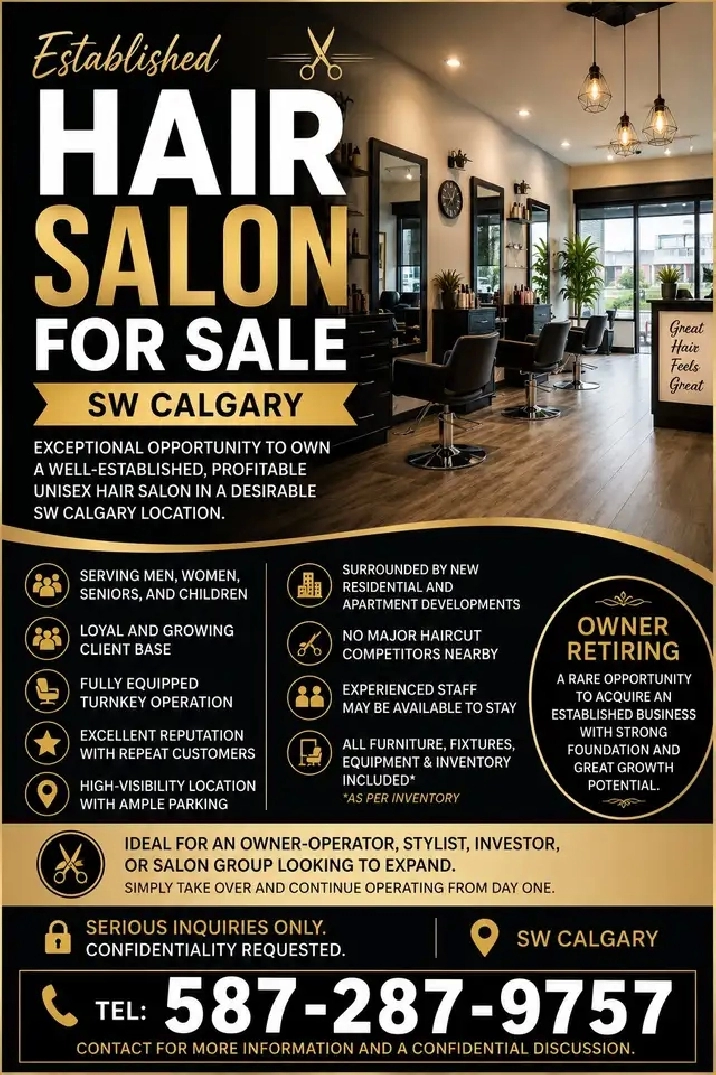 ESTABLISHED HAIR SALON FOR SALE ‍♂️