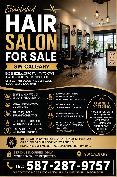 ESTABLISHED HAIR SALON FOR SALE ‍♂️