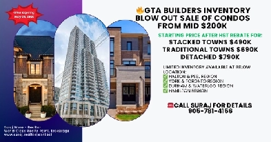 BUILDERS INVENTORY BLOW OUT SALE FROM MID $200K